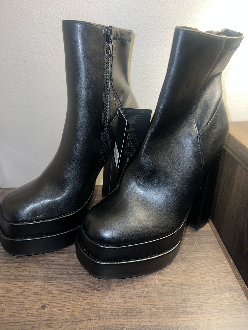 Forever 21 Black Platform Block Heel Ankle Boots